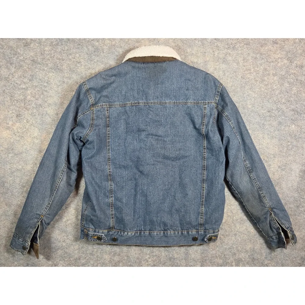 Wrangler Mens Sherpa Lined Denim Jacket Blue Western Trucker Jacket Size Small